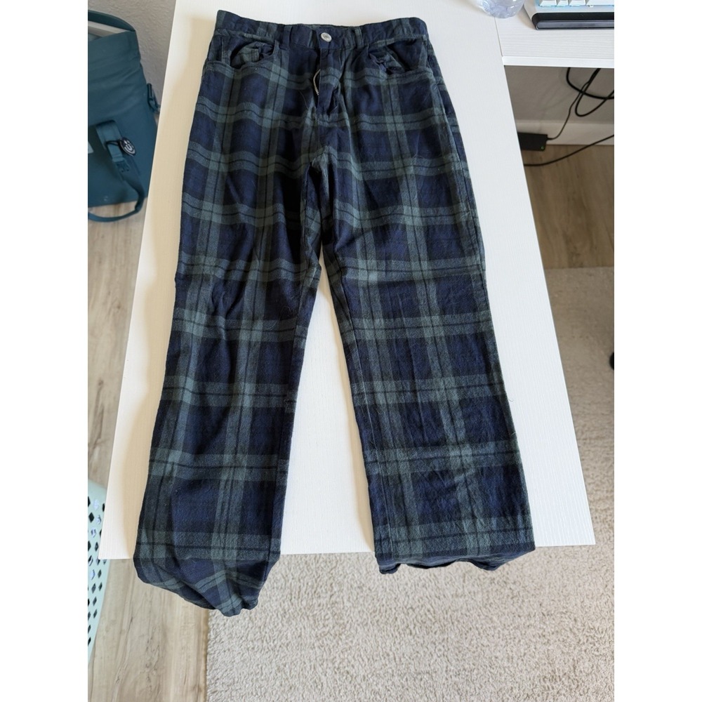 John Galt Men's Plaid Flannel Pants Blue/Gray Straight Leg Regular Fit 26